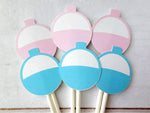 Gender Reveal Fishing Bobber Cupcake Toppers, Fishing Cupcake Toppers, Fishing Birthday, Fishing Party, Fishing Baby Shower