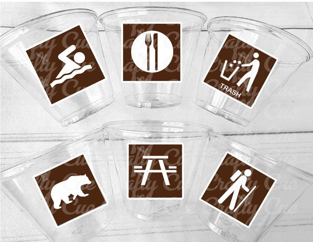 CAMPING PARTY CUPS - Camping Birthday Party Camping Party Decorations, Camping Birthday Supplies Camping Party Supplies Camping Party Favors