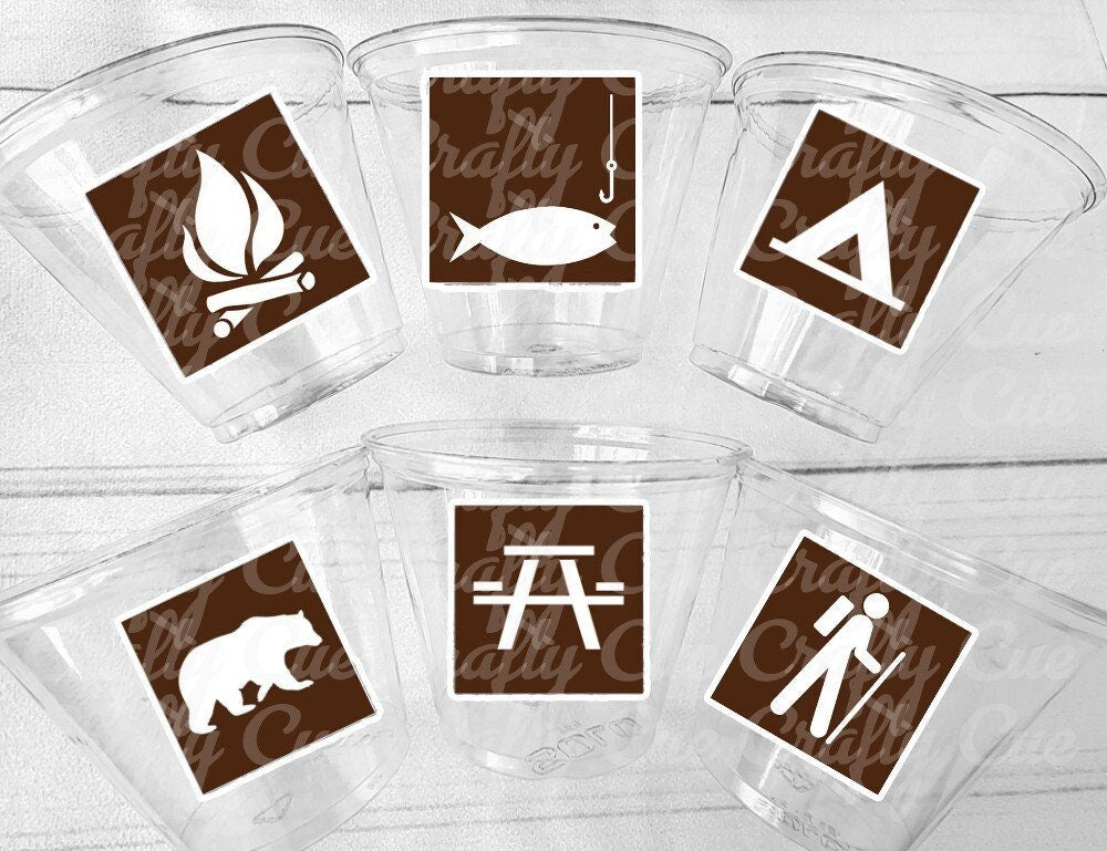 CAMPING PARTY CUPS - Camping Birthday Party Camping Party Decorations, Camping Birthday Supplies Camping Party Supplies Camping Party Favors