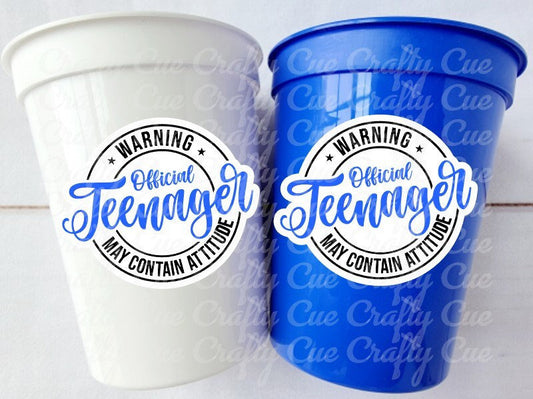 13th Birthday Party Cups - Warning Official Teenager Teenager Party Cups 13th birthday Party Favors 13th Party Decorations 2010 Birthday