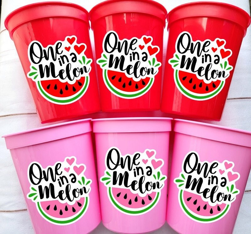 WATERMELON PARTY CUPS - Watermelon Party Favors Watermelon Treat Cups Watermelon Birthday One in a Melon First Birthday 1st Birthday