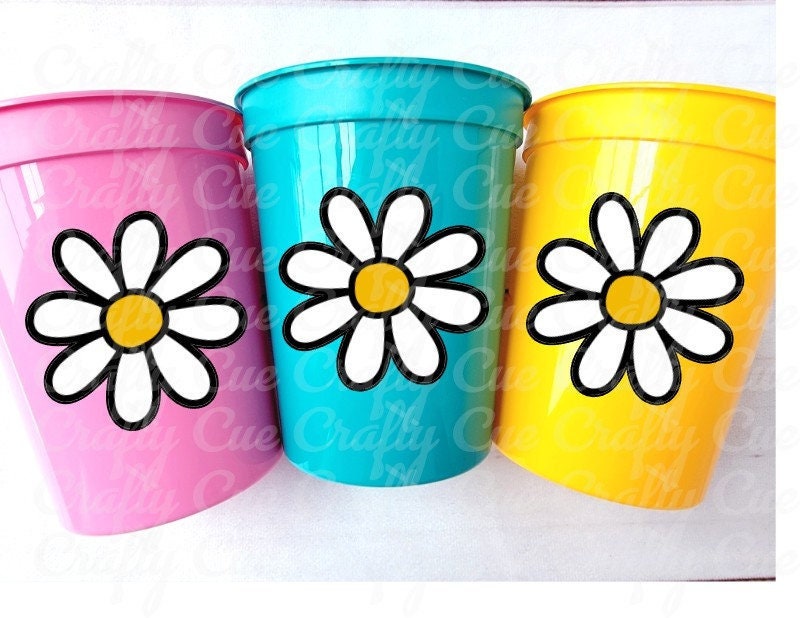 DAISY CUPS - Daisy Birthday Party Cups Daisy Baby Shower Cups Floral Flower Party Cups Daisy Party Favors Daisy Flower Cup 70S Party Cups