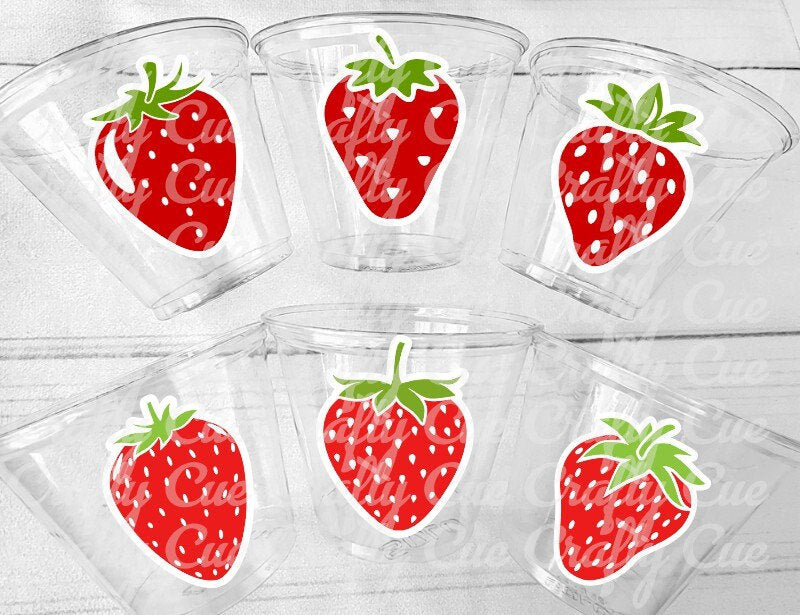 STRAWBERRY PARTY CUPS - Strawberry Birthday Cups Strawberry Cups First Birthday Strawberry One Party Decorations Strawberry Baby Shower