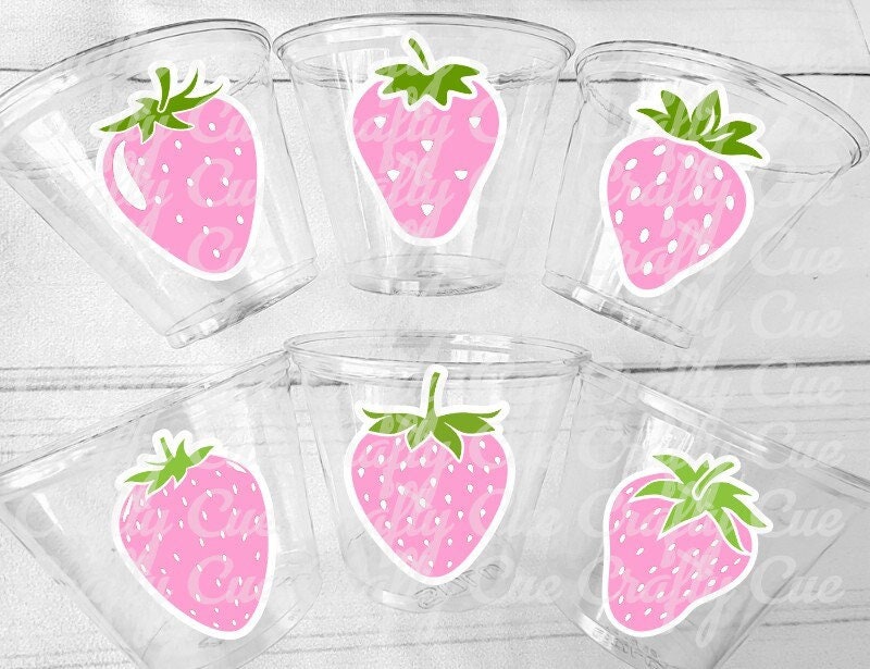 STRAWBERRY PARTY CUPS - Strawberry Birthday Cups Strawberry Cups First Birthday Strawberry One Party Decorations Strawberry Baby Shower