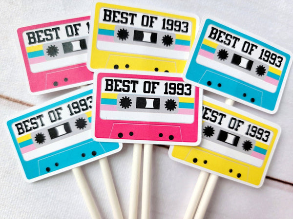 30th Birthday Party Cupcake Toppers - Cassette 30th Birthday Cupcake Toppers Best of 1993 Birthday Vintage 30th Birthday 30th Birthday Party