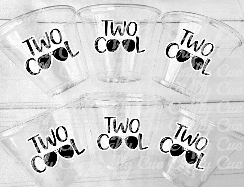 TWO COOL Party Cups - Two Cool Sunglasses 2nd Birthday Party Second Birthday Favors Two Cool Cups Two Cool Birthday Party Favors Two Cool
