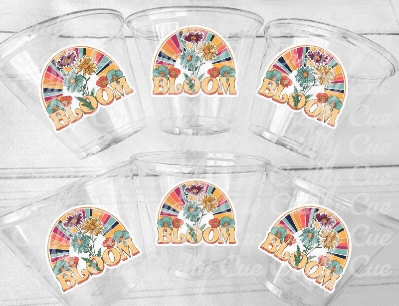 BLOOM PARTY CUPS Baby in Bloom Party Cups Baby in Bloom Baby Shower Favors Bloom Bridal Shower Cups Bloom Decorations Wildflower Party Cups