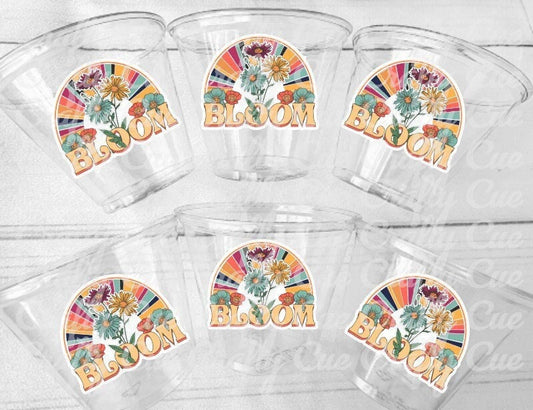 BLOOM PARTY CUPS Baby in Bloom Party Cups Baby in Bloom Baby Shower Favors Bloom Bridal Shower Cups Bloom Decorations Wildflower Party Cups