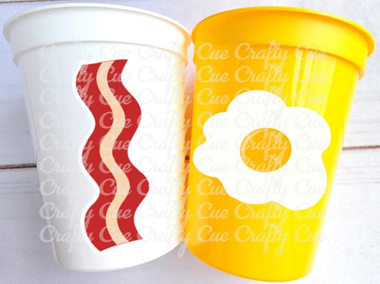 Bacon Party Cups Eggs Party Cups Breakfast Party Cups Bacon Birthday Bacon Party Bacon Decorations Bacon Party Favors Eggs Party favors