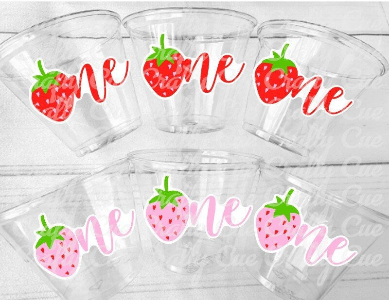 STRAWBERRY PARTY CUPS - Strawberry Birthday Cups Strawberry Cups First Birthday Strawberry One Party Decorations Strawberry Baby Shower