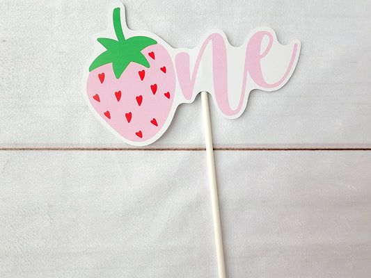 Strawberry Cake Topper - Strawberry Birthday Strawberry Party Strawberry Decorations Strawberry Centerpiece Sticks Strawberry First Birthday