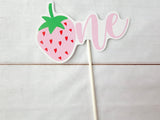 Strawberry Cake Topper - Strawberry Birthday Strawberry Party Strawberry Decorations Strawberry Centerpiece Sticks Strawberry First Birthday