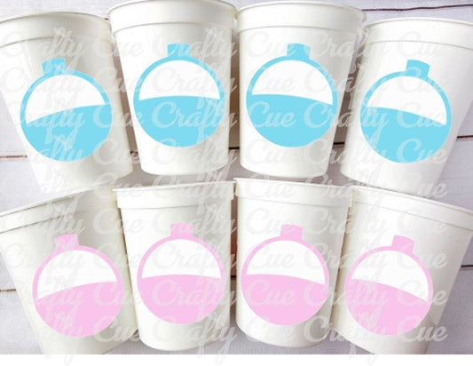 GENDER REVEAL FISHING Party Cups - Fishing Bobbers Fishing Baby Shower Fishing Favors Fishing Decorations Fishing Birthday Fishing Party