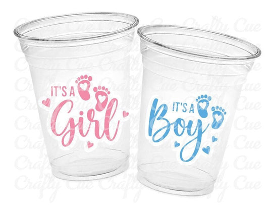 GENDER REVEAL Party Cups - It's a Boy It's a Girl Pink and Blue Party Cups Gender Reveal Party Favors Gender Reveal Decorations Baby Shower