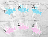 Fish-He or Fish-She Cups Fish Baby Gender Reveal FISHING Party Cups Fishing Baby Shower Fishing Favors Fishing Decorations Fishing Party