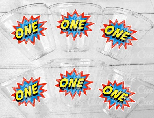 SUPERHERO PARTY CUPS Superhero One Cups Superhero 1st Birthday Superhero First Party Superhero Decorations Superhero Party Favors Superhero