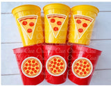 PIZZA PARTY CUPS - Pizza Cups Pizza Birthday Cups Pizza Party Decorations Pizza Party Supplies Pizza Party Favors Pizza Birthday Favor Pizza