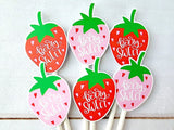 Strawberry Cupcake Toppers - Strawberry Birthday Strawberry Party Strawberry Decorations Strawberry Cake Picks Strawberry First Birthday 1st