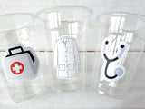 DOCTOR PARTY CUPS - Medical School Party Cups Nurse Party Cups Nursing Party Doctor Party Decorations Doctor Graduation Party Medical Cups