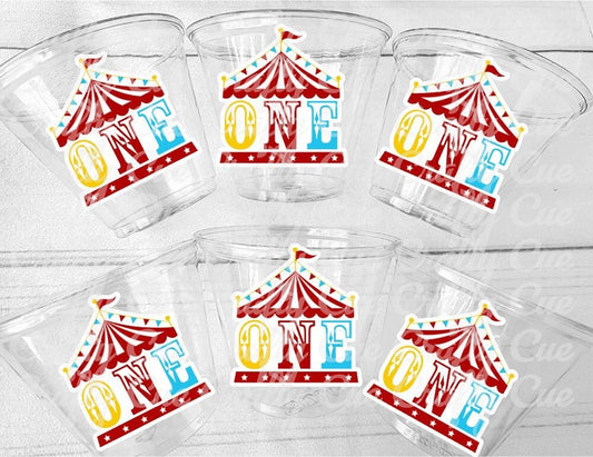 CIRCUS PARTY CUPS - Circus 1st Birthday Cups Circus One Party Favors Circus Tent Cups Circus First Birthday Cups Circus Party Decorations