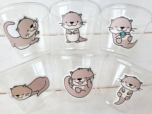 OTTER PARTY CUPS Otter Birthday Party Favors Otter Cups Otter Baby Shower Decorations Otter Party Supplies Otter Party Favors Sea Otters