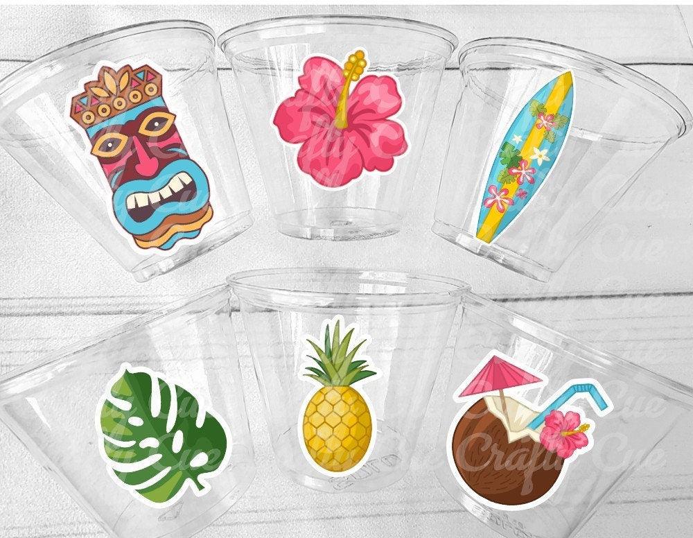 LUAU PARTY CUPS - Aloha Party Cups Luau Party Decoration, Luau Party Supplies Luau Baby Shower Tropical Party Decorations Hawaii Party Luau