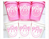 COWGIRL Happy FACE Cups Cowgirl Cups Cowgirl Party Favor Cowgirl Bachelorette Party Cowgirl Birthday Rodeo Party Cow Print Hat Cups Disco