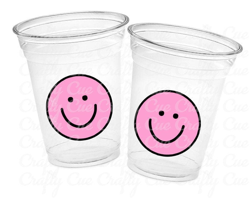 ONE HAPPY GIRL Smiley Face Cups Smiley Face Birthday Happy Smiley Face First Birthday Happy Smiley Face Cups Smiley Face Favors Smiley Face