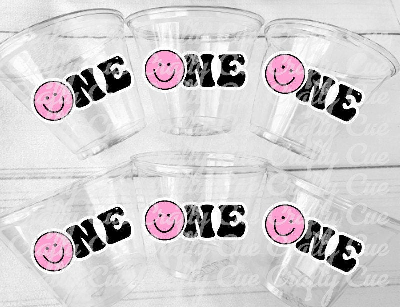 ONE HAPPY GIRL Happy Face Cups Happy Face Birthday Happy Happy Face First Birthday Happy Happy Face Cups Happy Face Favors Happy Face