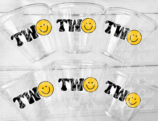 TWO COOL Party Cups - Smiley Face Two 2nd Birthday Party Second Birthday Favors Two Cool Cups Two Cool Birthday Party Favors Two Cool Party