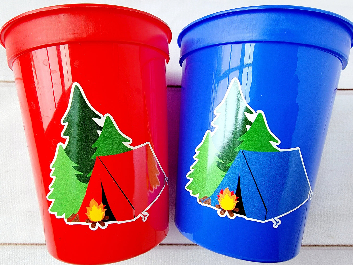 CAMPING PARTY CUPS Personalized Camping Party Cups Camping Birthday Party Camp Party Decorations Camp Bachelorette Cups Camping Party Favors