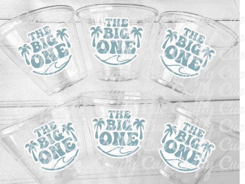 Beach Surf Birthday Cups, The Big One Cups, 1st Birthday Party Cups, Beach Surf Party Favors, Surfs Up Cups, Surfer Catch A Wave Cups, Surf