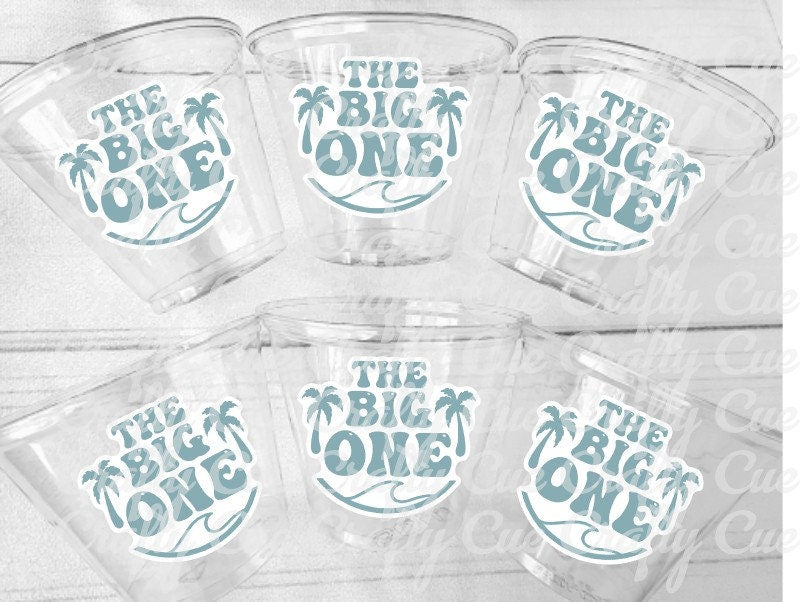 Beach Surf Birthday Cups, The Big One Cups, 1st Birthday Party Cups, Beach Surf Party Favors, Surfs Up Cups, Surfer Catch A Wave Cups, Surf