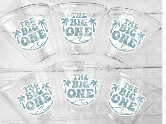Beach Surf Birthday Cups, The Big One Cups, 1st Birthday Party Cups, Beach Surf Party Favors, Surfs Up Cups, Surfer Catch A Wave Cups, Surf