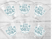 Surf Birthday Cups, The Big One Cups, 1st Birthday Party Cups, Surf Birthday Party Favors, Surfing Party Cups Surfs Up, Surfer, Catch A Wave