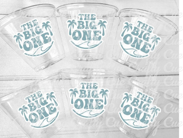 Surf Birthday Cups, The Big One Cups, 1st Birthday Party Cups, Surf Birthday Party Favors, Surfing Party Cups Surfs Up, Surfer, Catch A Wave