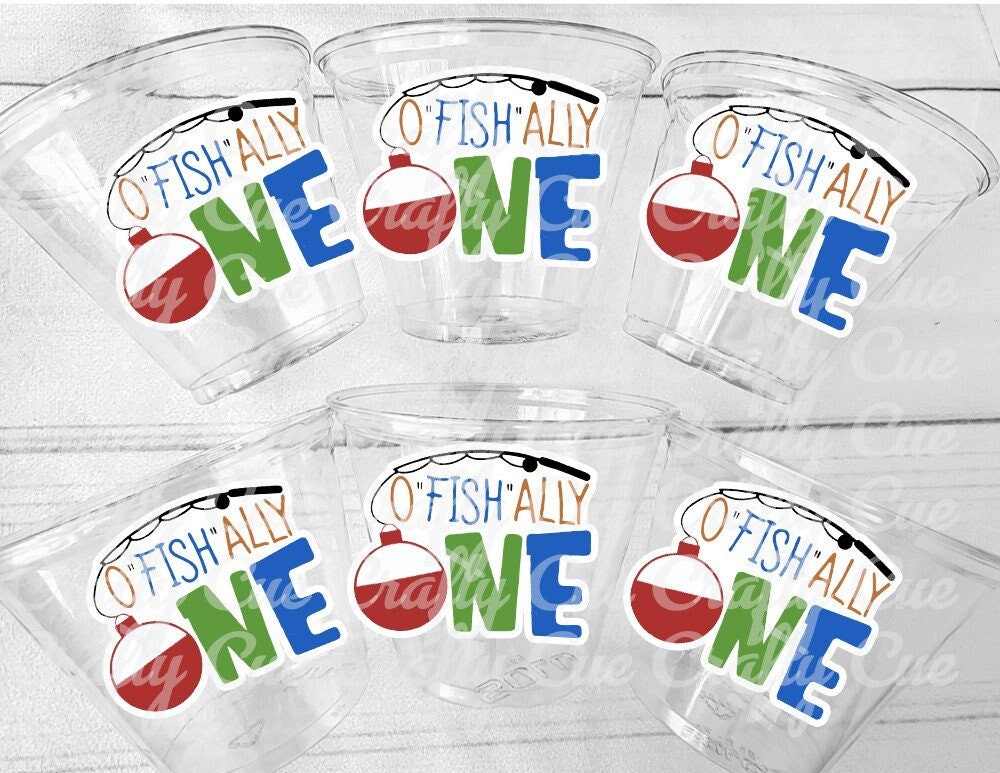 FISHING PARTY CUPS O-Fish-Ally Fishing Birthday Fishing First Birthday Party Gone Fishing Party The Big One Decorations Fish Bait Cups