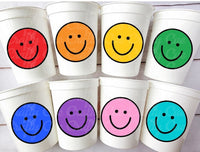SMILEY FACE CUPS - One Happy 1st Birthday Happy Smiley Face First Birthday Happy Smiley Face Cups Smiley Face Favors Pink Smiley Face Cups