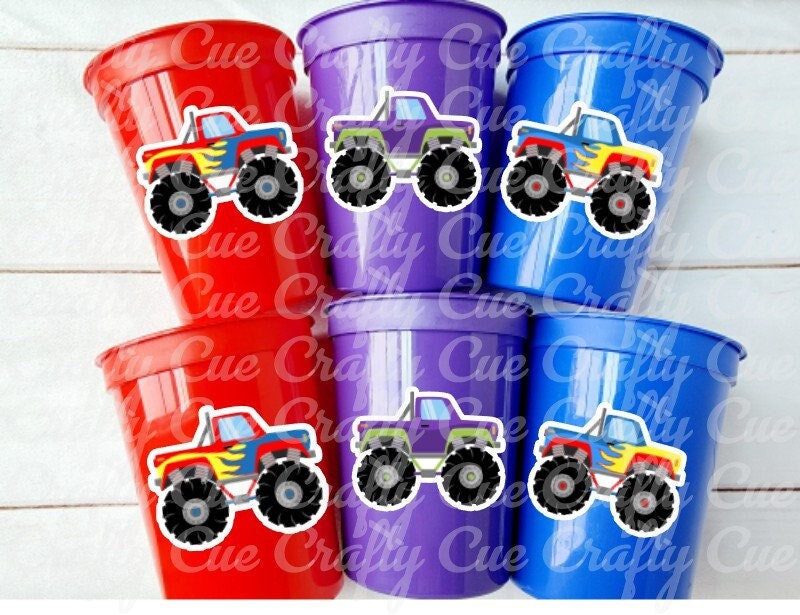 MONSTER TRUCK PARTY Cups - Monster Truck Treat Cups Monster Truck Birthday Monster Truck Party Monster Truck Party Favors, Monster Truck Cup