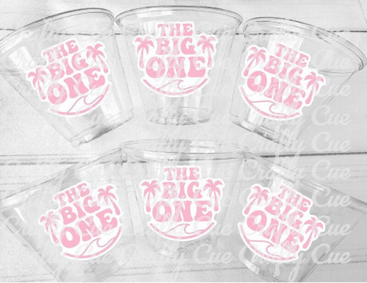 Surf Birthday Cups, The Big One Cups, 1st Birthday Party Cups, Surf Birthday Party Favors, Girl Surfing Cups, Surfs Up, Surfer, Catch A Wave