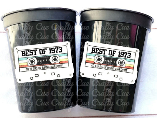 50th PARTY CUPS 50th Birthday Decoration 50th Party Favors 50th Party 50th Birthday Cassette Tape Party Best of 1973 Birthday Vintage 1973