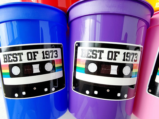 50th PARTY CUPS 50th Birthday Decoration 50th Party Favors 50th Party 50th Birthday Cassette Tape Party Best of 1973 Birthday Vintage 1973