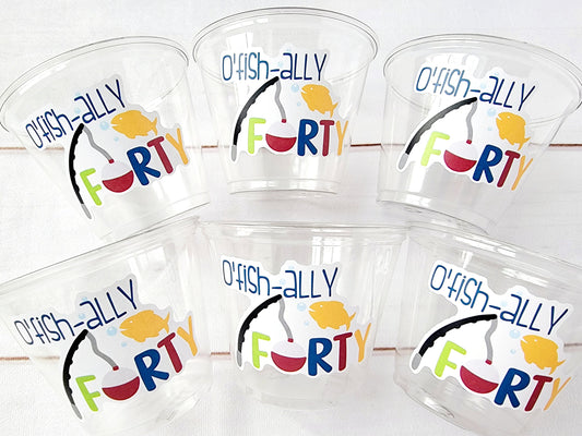 40TH FISHING PARTY CUPS - O'Fish-ally Forty Fishing Forty Birthday Party Gone Fishing Party The Big 40 Fishing Bobber Decorations Fish Bait