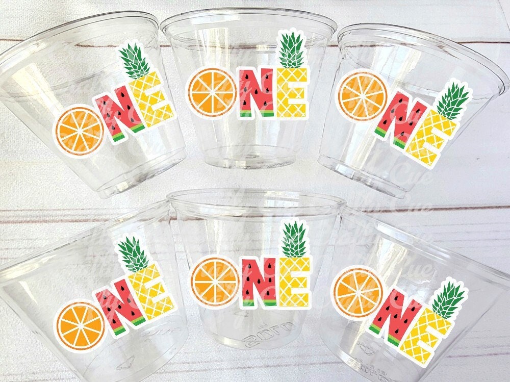 ONE Twotti Frutti Party Cups Fruit Party Cups Luau Party Decorations Fruit Birthday Party Cup Pineapple Tutti Fruity Birthday Party