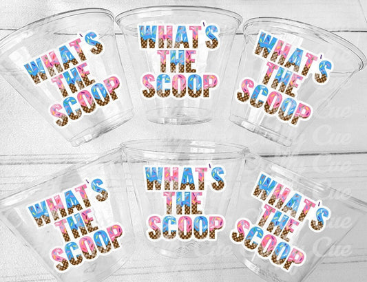WHAT'S THE SCOOP Ice Cream Cups Ice Cream Gender Reveal Party Ice Cream Baby Shower Pink Blue Ice Cream Baby Shower Ice Cream Party Favors