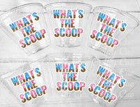 WHAT'S THE SCOOP Ice Cream Cups Ice Cream Gender Reveal Party Ice Cream Baby Shower Pink Blue Ice Cream Baby Shower Ice Cream Party Favors