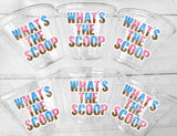WHAT'S THE SCOOP Ice Cream Cups Ice Cream Gender Reveal Party Ice Cream Baby Shower Pink Blue Ice Cream Baby Shower Ice Cream Party Favors