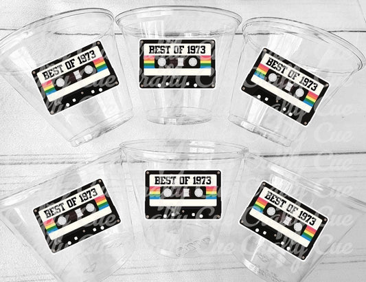 50th PARTY CUPS 50th Birthday Decoration 50th Party Favors 50th Party 50th Birthday Cassette Tape Party Best of 1973 Birthday Vintage 1973