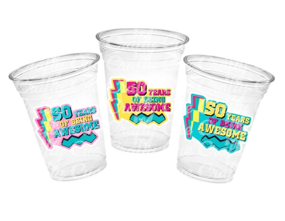 50th PARTY CUPS - 50 and Fabulous 50th Birthday Party 50th Birthday Favors Vintage 1973 Cups 50th Party Decorations 1973 Birthday Party Cups