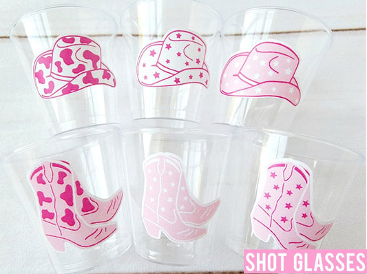 COWGIRL BOOT HAT Plastic Shot Glasses Cowgirl Party Shot Glasses Cowgirl Cups Cowgirl Decorations Cowgirl Bachelorette Shot Glass Go Girls